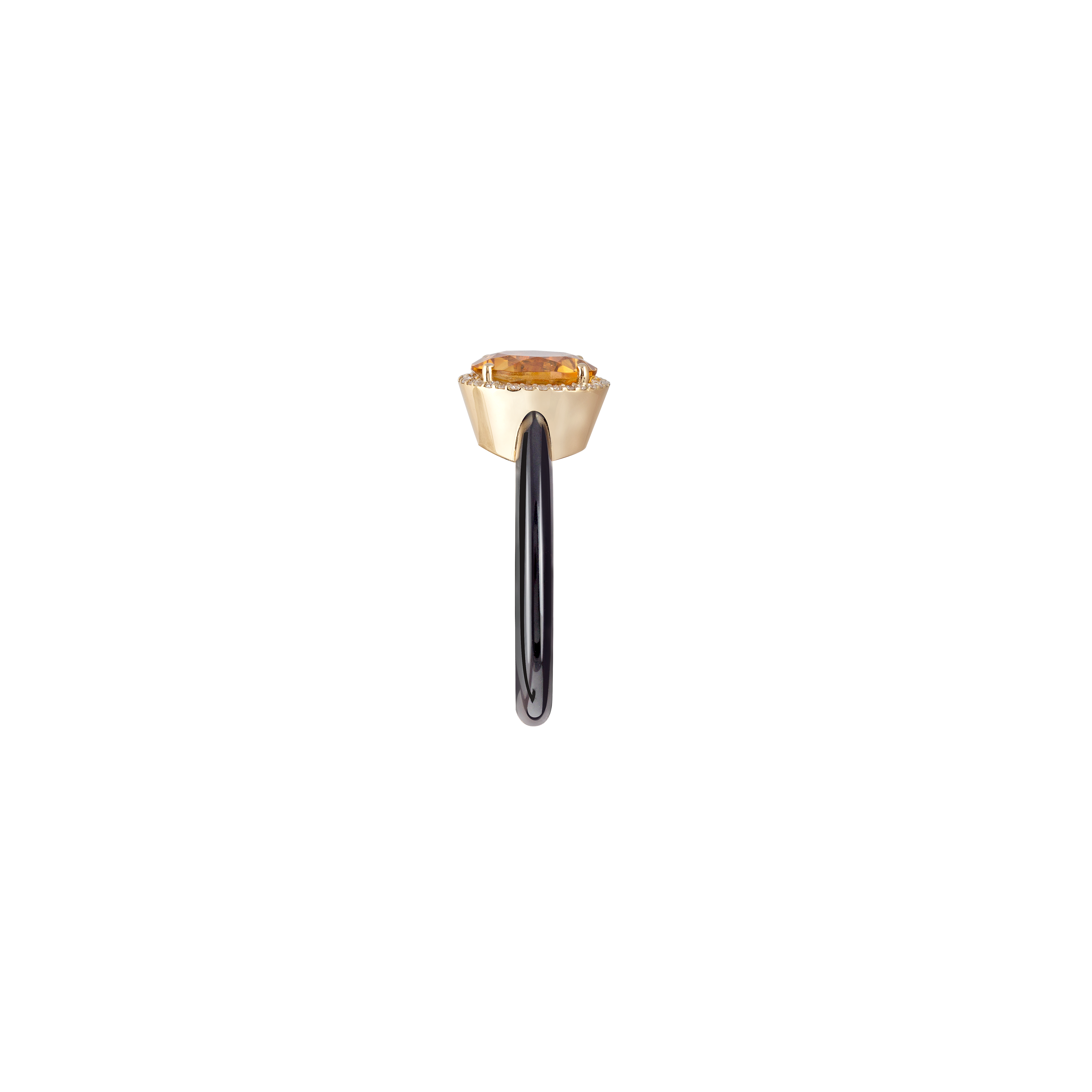 Eye Candy Ring In 18K Yellow Gold With VS-G Diamonds, Citrine Stone